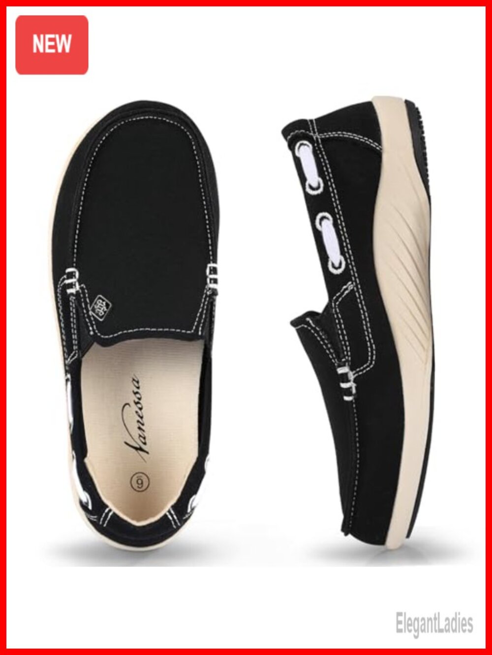 Women's Canvas Slip On Loafers with Arch Support Orthopedic Comfort Shoes